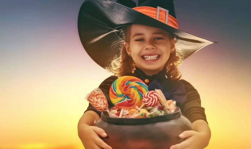 Images of how to enjoy halloween sweets without dental fears